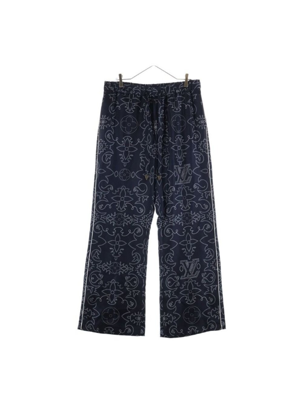 Louis Vuitton LV Monogram Pajamas Silk Pants Mrr Allover Long Navy